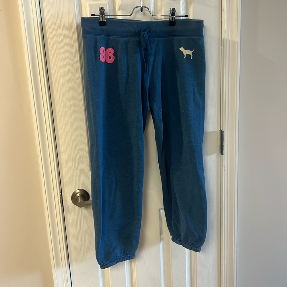 Victorias Secret Pink Blue Cropped Sweats - Size M